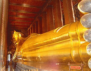 Longest reclining Buddha statue at Wat Pho, Thailand