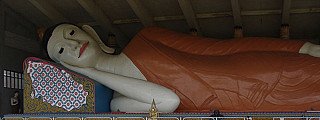 Third longest reclining Buddha statue at Thai Buddhist Temple, Malaysia