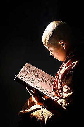 monk reading scriptures