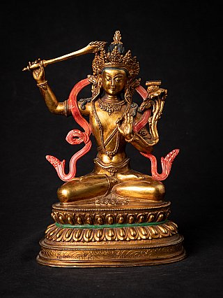 Oud bronzen Manjushree beeld