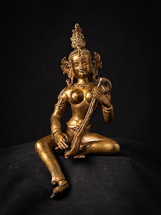 Oude bronzen Nepalese Saraswati