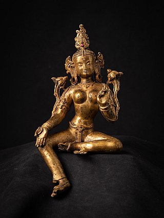 Oude bronzen Nepalese Groene Tara