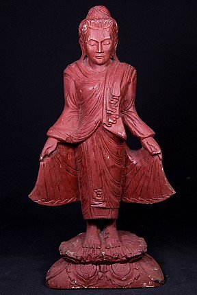 Oude teakhouten Boeddha